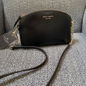 Kate Spade New York Hilli Black saffiano leather Crossbody Bag with Dome Shape